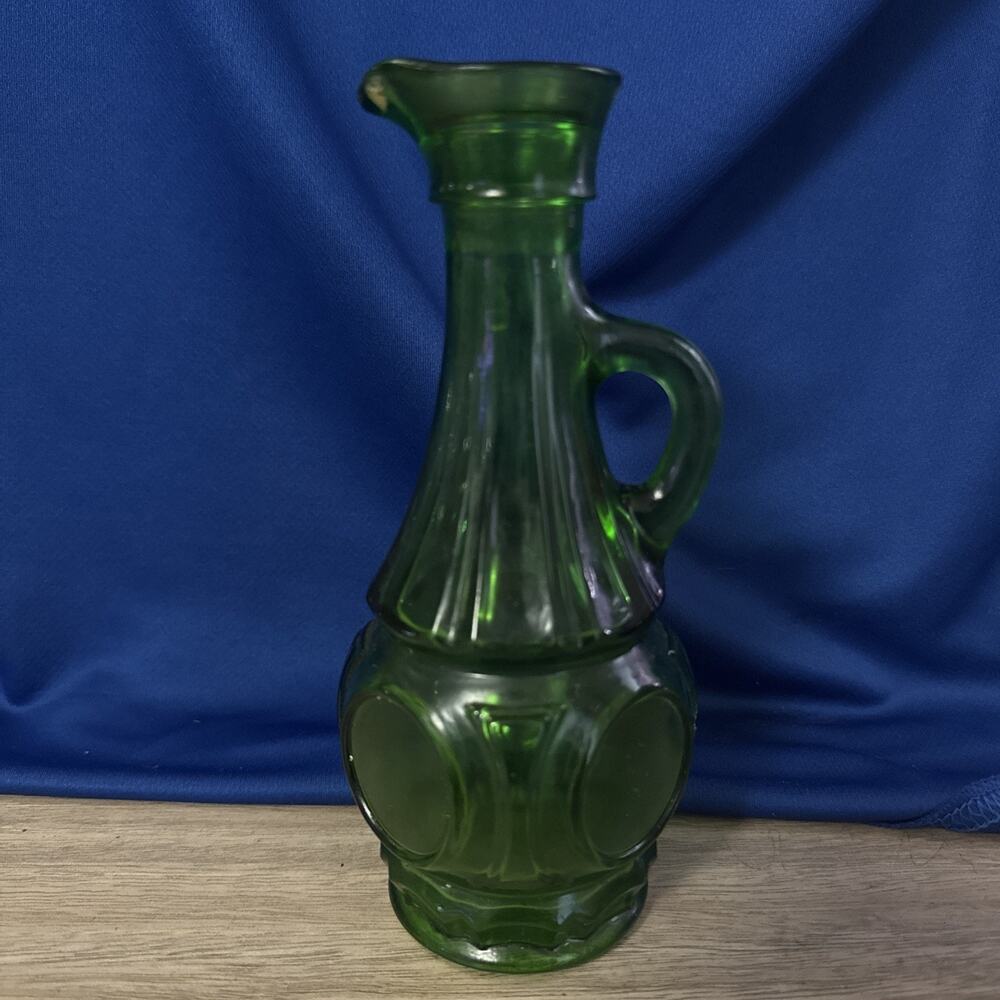 Wheaton Emerald Green Glass Bullseye Cruet Decanter 1970s No Stopper